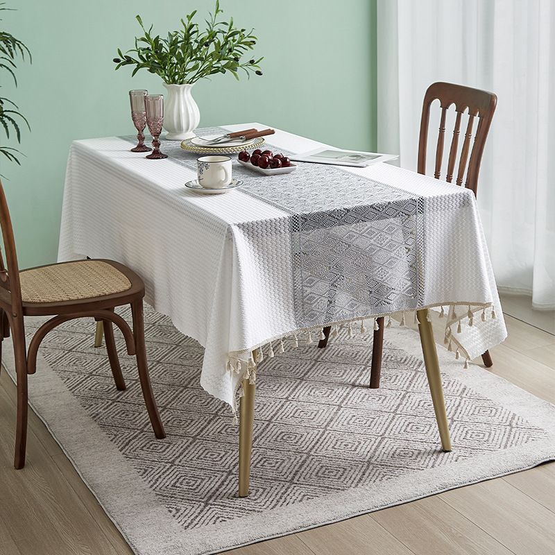 Tovaglia francese in cotone e lino, stile letterario, rettangolare, con cuciture, per tavolino da caffè, tovaglietta in pizzo di alta qualità, resistente allo sporco e alle pieghe._voghion.com