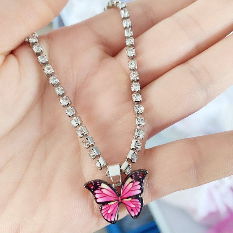 Kreatives Armband mit Strass-Anhänger für Frauen, trendiges Element, neues buntes Schmetterlings-Fußkettchen_voghion.com