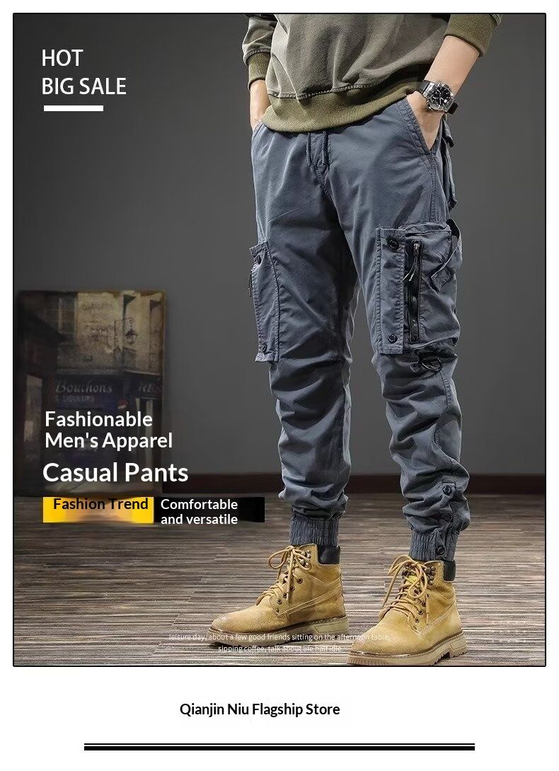 001 Chaolun - Pantalones deportivos multibolsillos para hombre, estilo americano, estilo cargo transfronterizo, para exteriores, estilo paracaidista_voghion.com