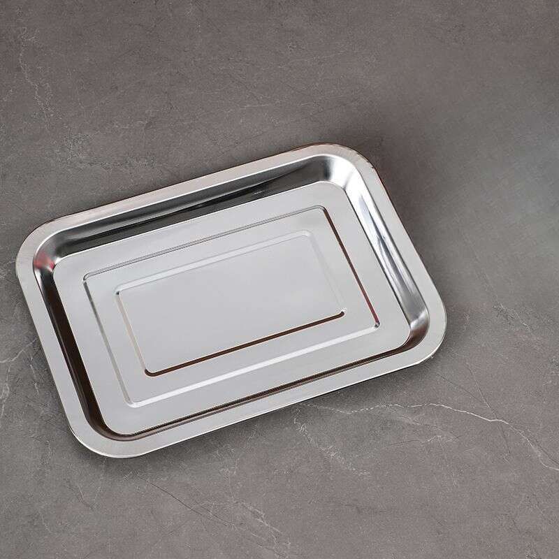 Piatto per barbecue da campeggio commerciale rettangolare in acciaio inossidabile resistente al calore, piatto non usa e getta_voghion.com