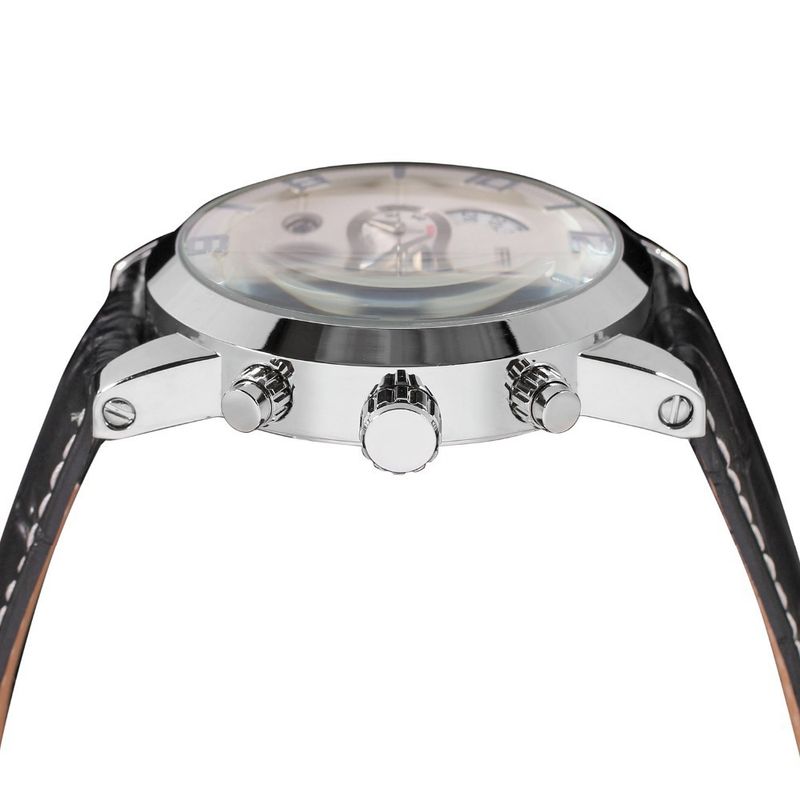 Orologio automatico di lusso da uomo con tourbillon e quadrante grande, cinturino in vera pelle, fibbia in acciaio inossidabile, vetro minerale, orologio casual alla moda_voghion.com