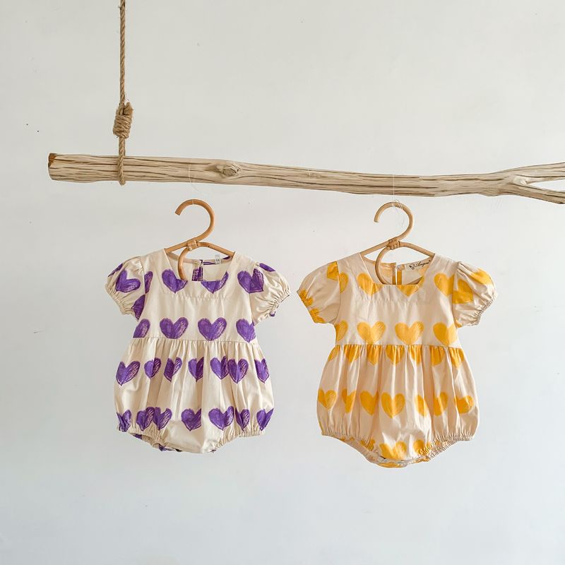 Instagram Summer New Korean Edition Baby Short sleeved Love Cute Crawling Clothes for Girls with Small Square Neck Bag_voghion.com