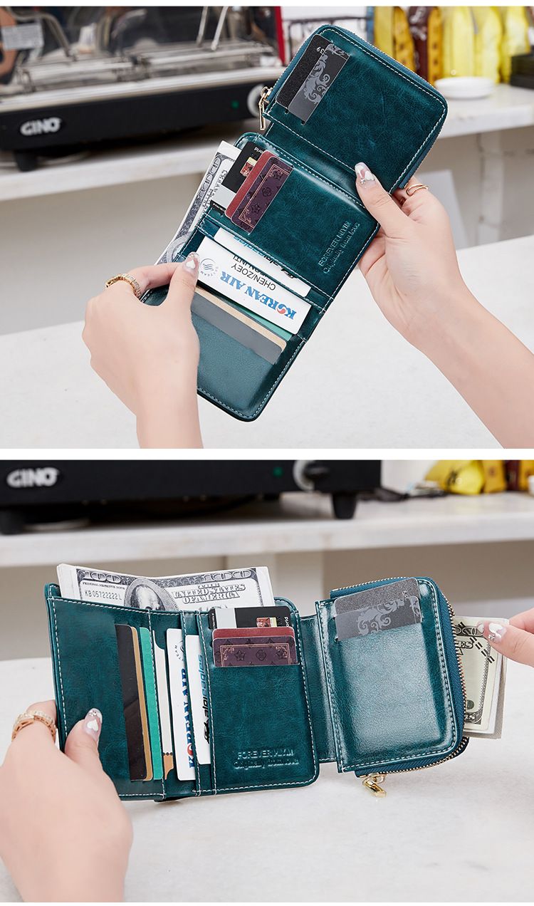 Women's Wallet & Men's Wallet Rfid Anti-theft Brush Ladies Wallet Zipper Wallet Coin Purse Lock Short Wallet_voghion.com