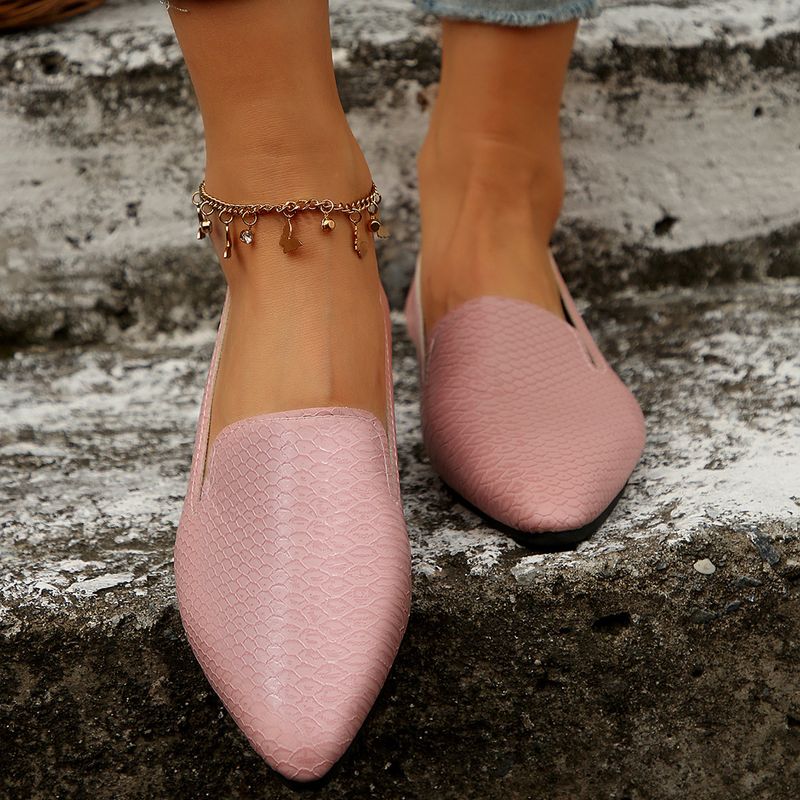 Women's Shoes Large Size Women's Casual Flat Shoes Pointed Toe Simple Snakeskin Pattern Shallow Mouth Breathable One Foot Slip On Large Size 43_voghion.com