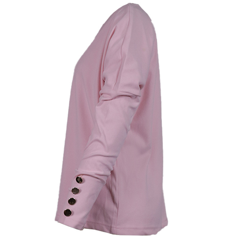 Abbigliamento da donna Camicia con fondo slim allentato con scollo a V alla moda Hundred Towers_voghion.com