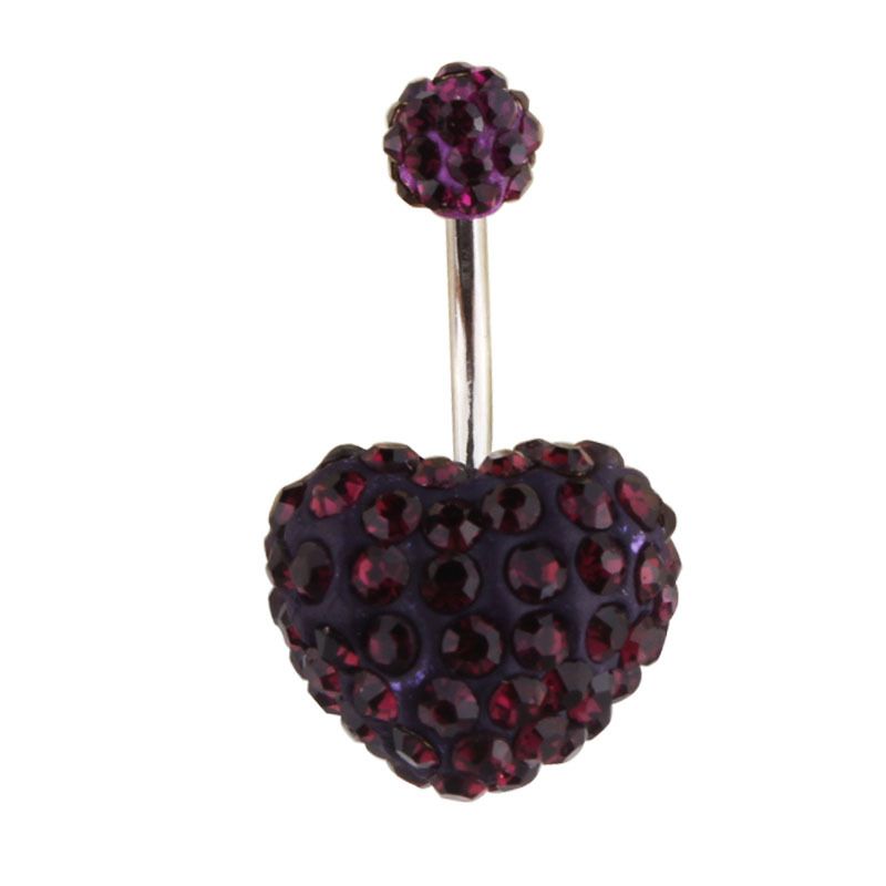 Piercing all'ombelico con anello a forma di cuore Shambhala con diamanti, esclusivo per e-commerce transfrontaliero_voghion.com