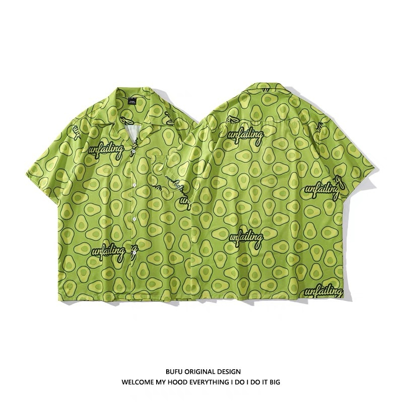 Sommer Trendy Neue Hip Hop High Street Lose Herren Lächelndes Gesicht Gedruckt Hemd_voghion.com