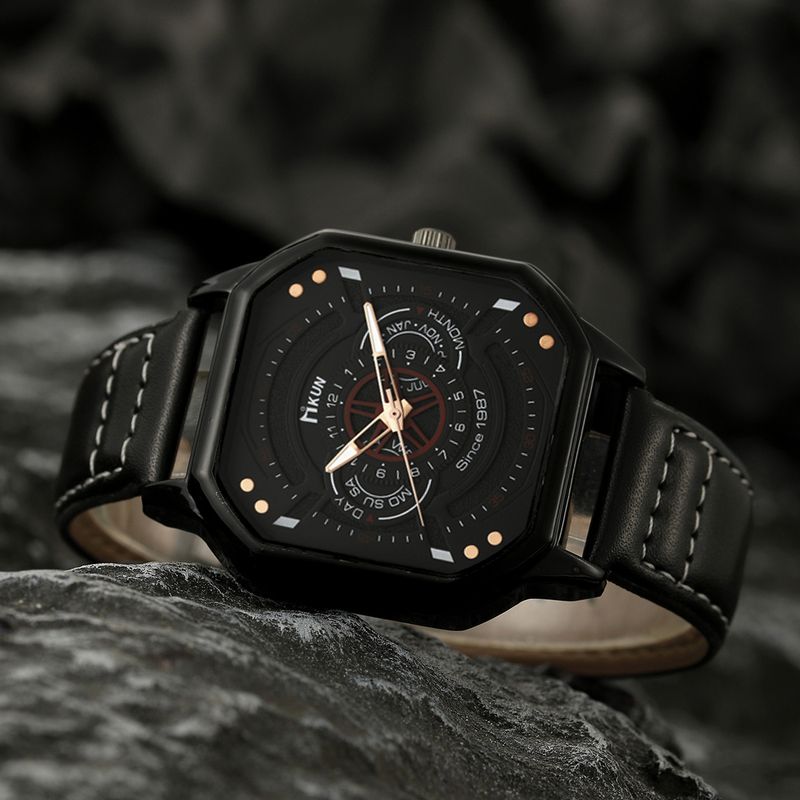 Unisex Accessories double layer square case belt casual sports personality bracelet set quartz watch_voghion.com