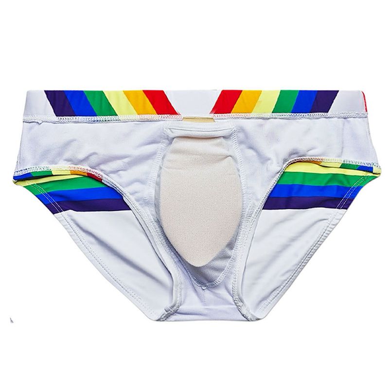 UXH Rainbow New Swim Trunks With Cup Sexy Close-fitting Quick-dry Sports Triangle For Men_voghion.com