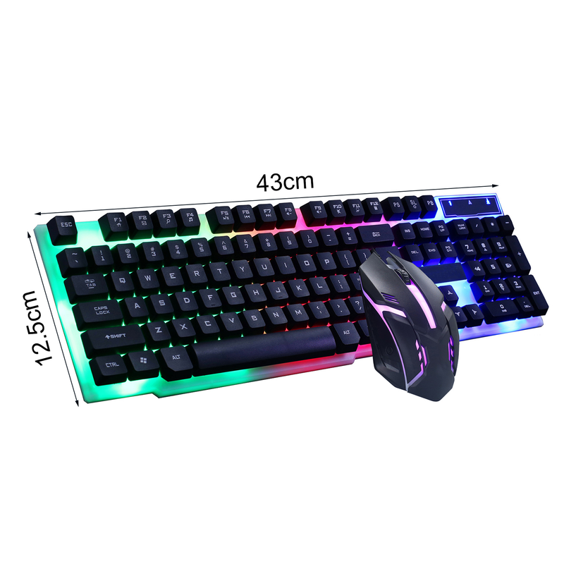 Xinweiqing 2Pcs/Set GTX300 Mouse com fio colorido Backlight Plastic Gaming Keyboard Set para computador_voghion.com