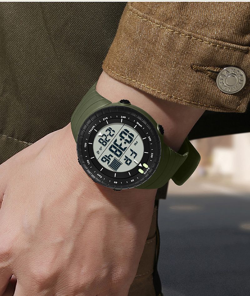 Large Dial Digital Sports Watch With Night Light, Waterproof, Alarm, Stopwatch, And Multi-Function Men Women Luminous Alarm Clock Multi Function Watch_voghion.com
