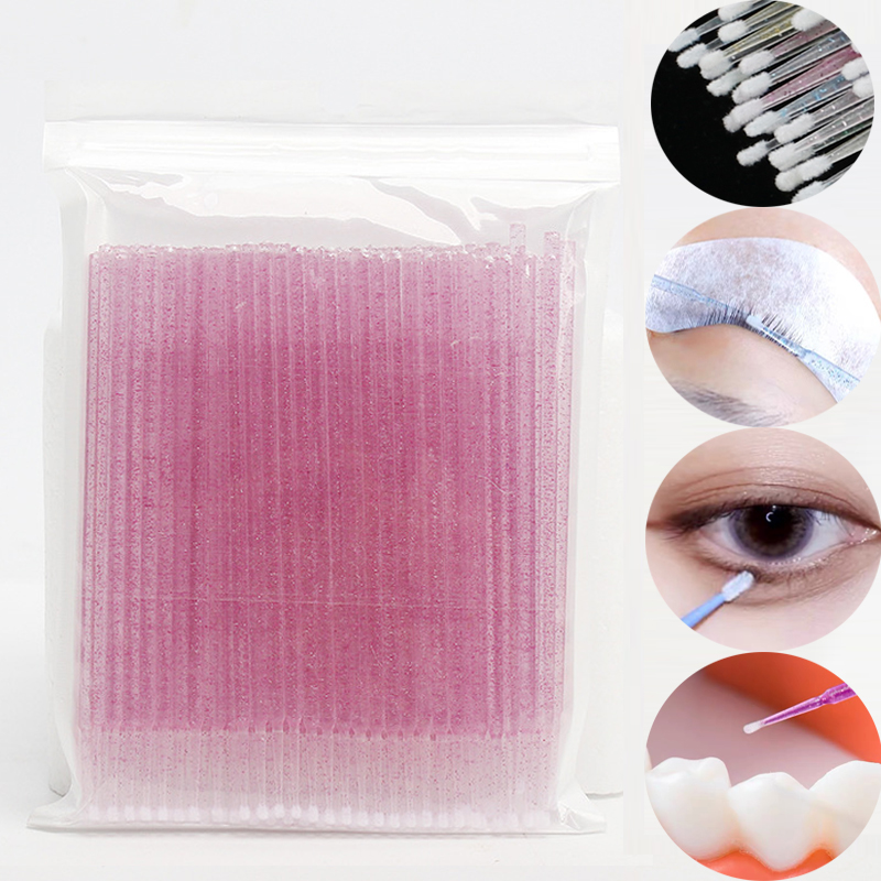100PCS/bag Disposable Crystal Eyelash Cotton Swab Individual Lash Removing Tool Microbrush Eyelash Extension C_voghion.com