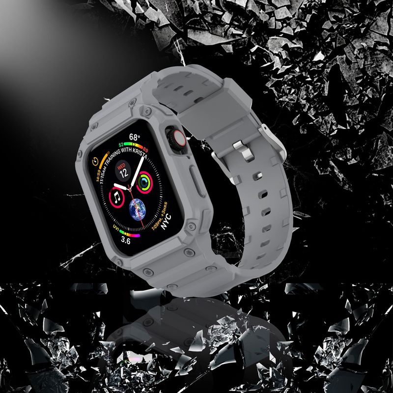 Suitable for Apple integrated watch strap silicone anti-fall iwatch8ultra solid color wordless TPU watch strap_voghion.com