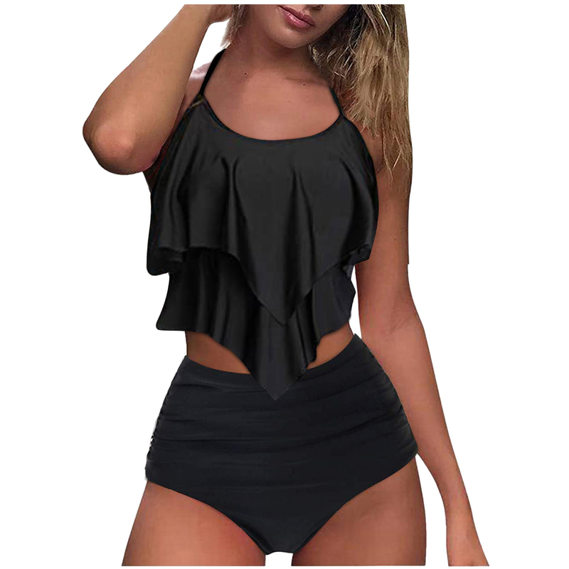 2022 nouveaux maillots de bain femmes taille haute à volants fendu maillot de bain bikini femme_voghion.com