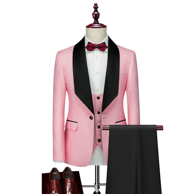 CT Men's New Business Casual Set For Wedding Groom Tuxedo Three-Piece Suit_voghion.com