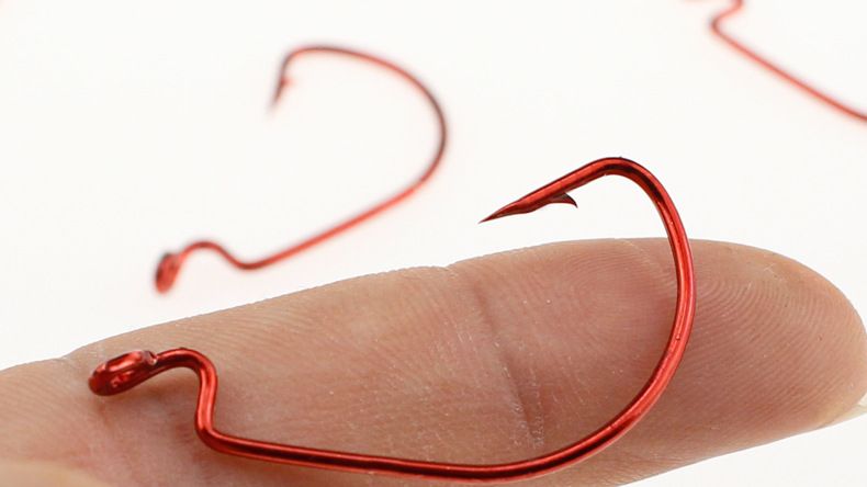 High-Carbon Steel Curved Shank For Fishing, Red Wide-Belly Fish Hook, Soft Lure Hook With Barbs, Fishing Gear_voghion.com