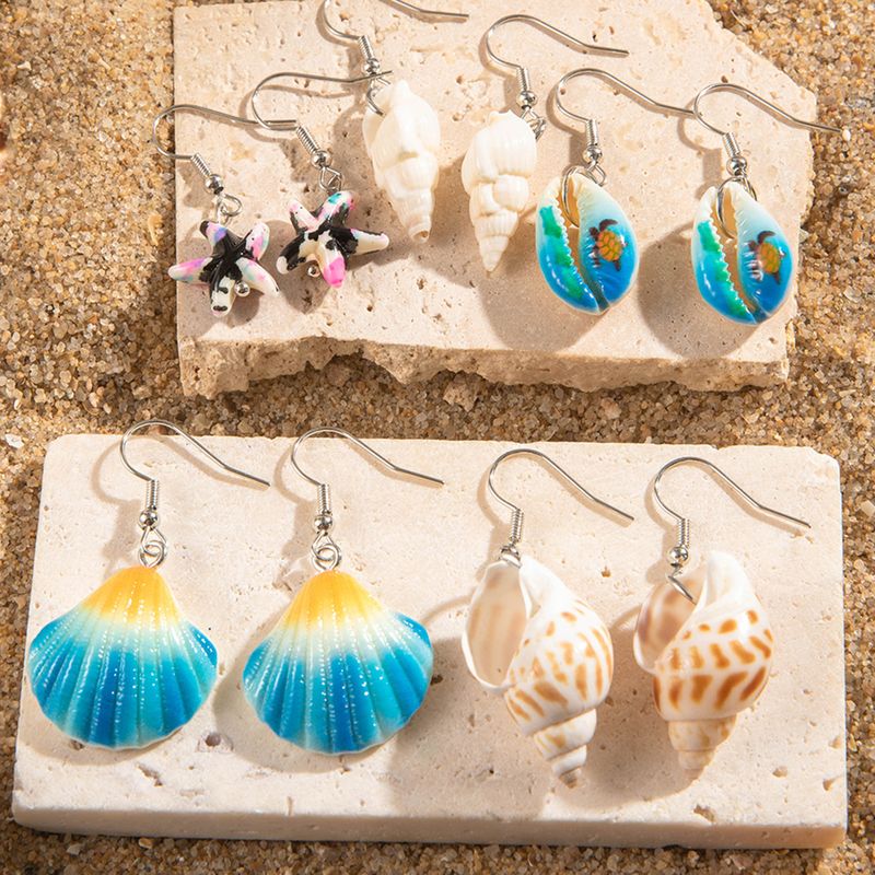 Böhmische Muschel-Seestern-Ohrring-Set, Strand-Stil, Muschel-/Jakobsmuschel-Ohrringe, baumelnder Schmuck für Frauen_voghion.com