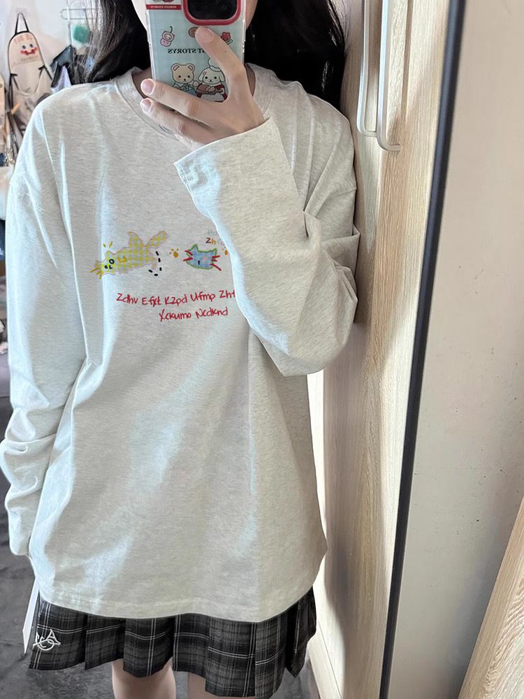100% Cotton Long Sleeve T-Shirt For Women Early Autumn New Style Regular Shoulder Design Sense Inner Layer Base Shirt_voghion.com