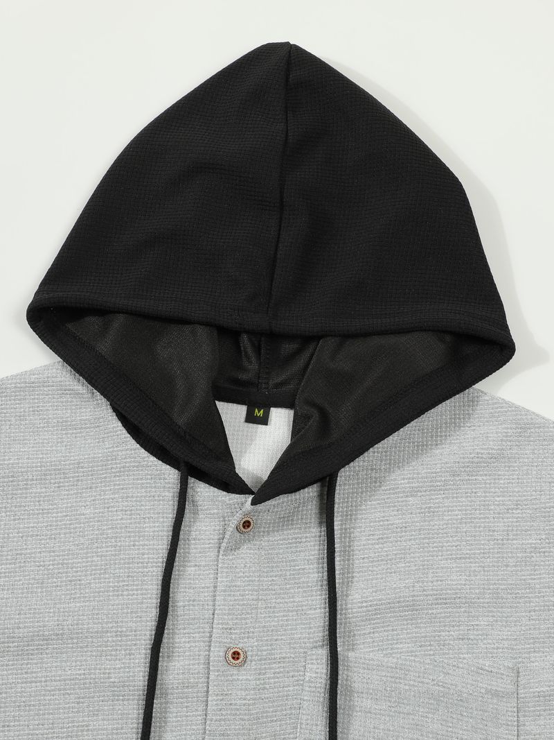 Abbigliamento da uomo Completo da uomo con felpa con cappuccio e pantaloni della tuta in maglia a nido d'ape - Due pezzi da indossare in salotto a blocchi di colore (5 colori, dalla S alla XXXL)_voghion.com