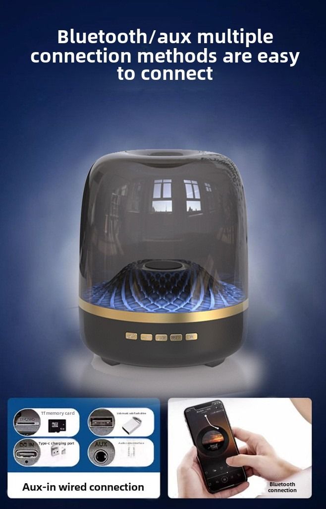 Subwoofer da tavolo Glazed 4a generazione Bluetooth Speaker GLASS Black Gold Collection Scheda altoparlante_voghion.com