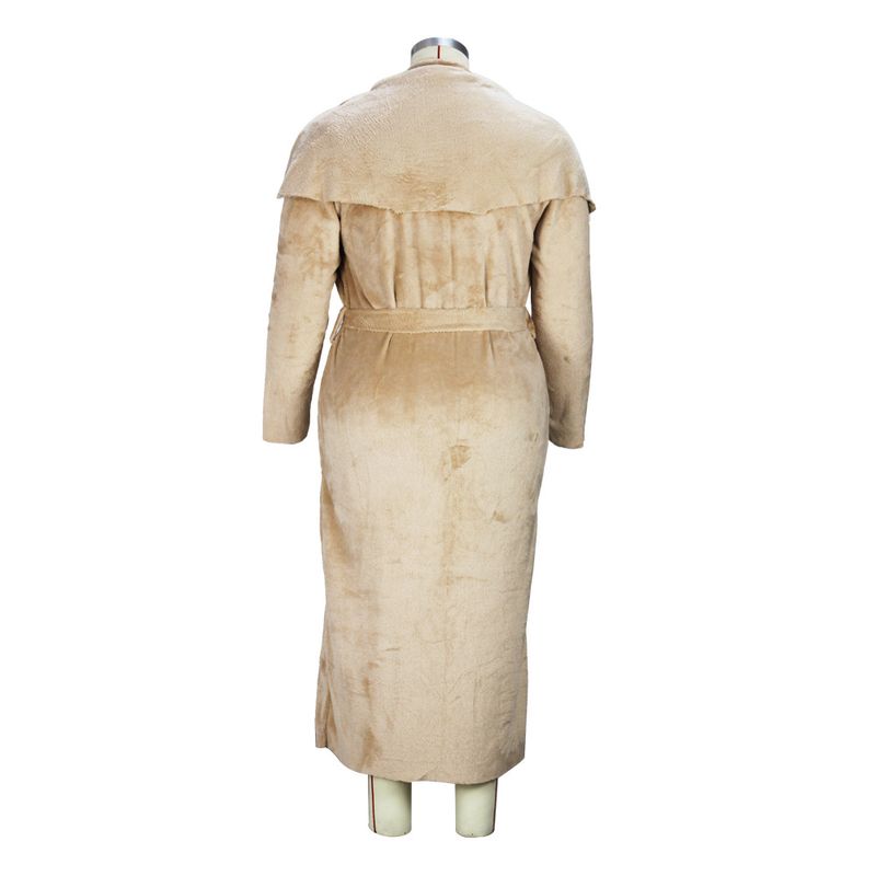 Women's clothing temperament dress and coat two-piece fashion loose long cardigan velvet suit_voghion.com