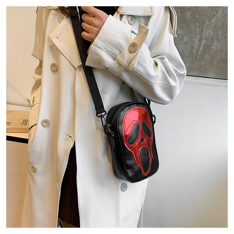 Funny Skull Crossbody Bag For Women - Gothic Halloween PU Shoulder Purse With Phone Pocket & Zipper Closure (Multiple Colors)_voghion.com