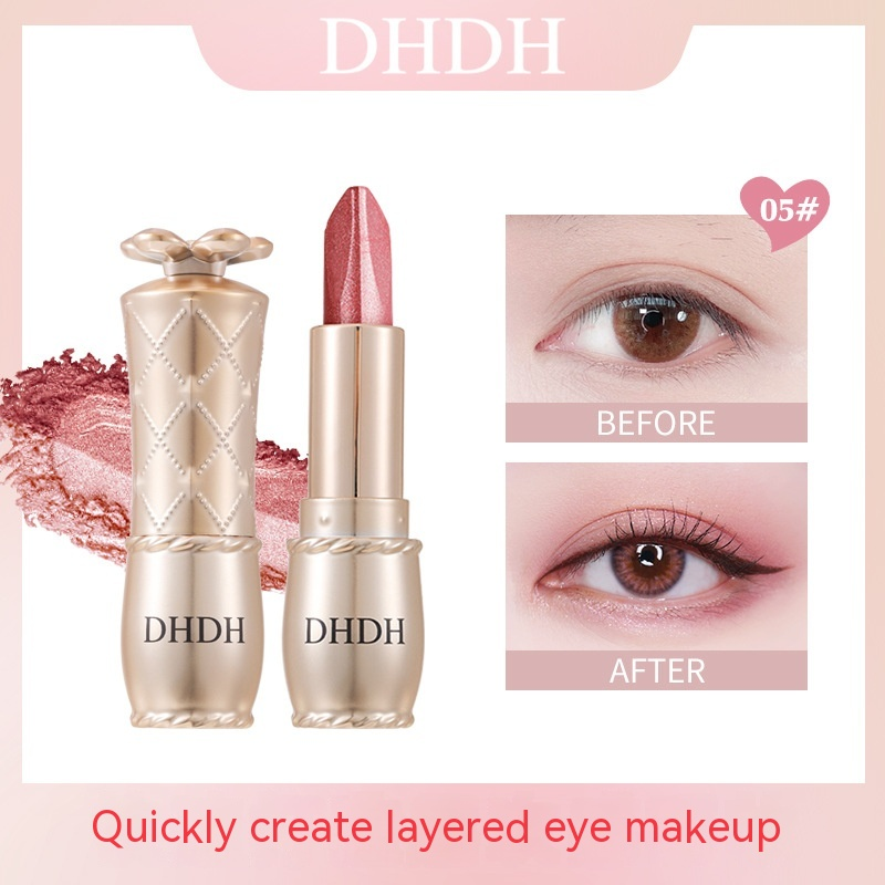 DHDH shimmering two-color three wipe stick pearl light shining one touch do not fly powder hold makeup color eye shadow_voghion.com