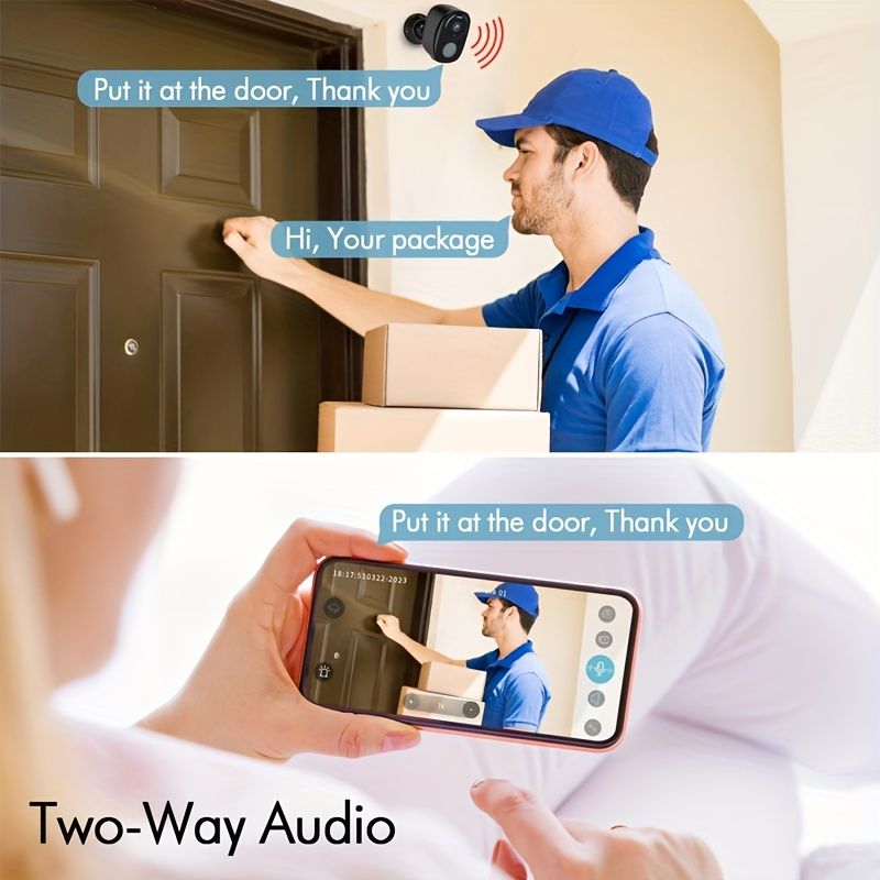 2 Sets Of Wireless Outdoor Solar Cell Security Cameras, 3MP Night Vision With Spotlight, Wireless Battery Solar Power, Body Detection, With Solar Pane_voghion.com