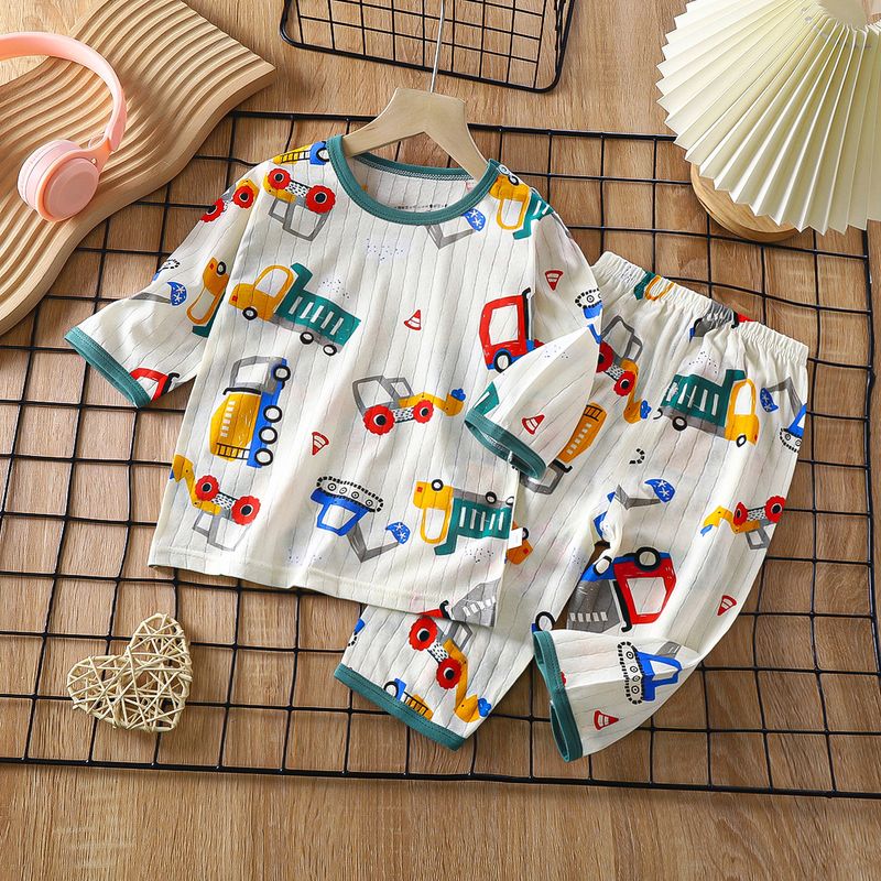 Weiche, atmungsaktive Baumwolle, Baby-Kinder-Pyjama-Set, süßes Cartoon-Langarm-Schlafanzug-Set für 0–5 Jahre_voghion.com