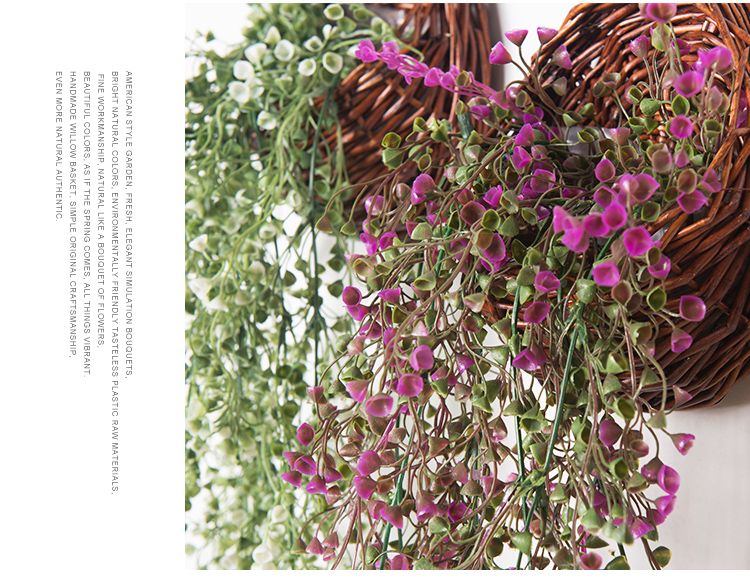 Planta de flores artificiales para colgar en la pared, maceta para flores, estante para flores, decoración de pared, cesta de flores, nido de pájaro, decoración de pared azul, adornos colgantes creativos_voghion.com