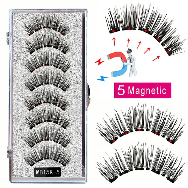 4 paia di ciglia magnetiche naturali con magnete 3D ciglia magnetiche fatte a mano Set di pinzette Ciglia di visone_voghion.com