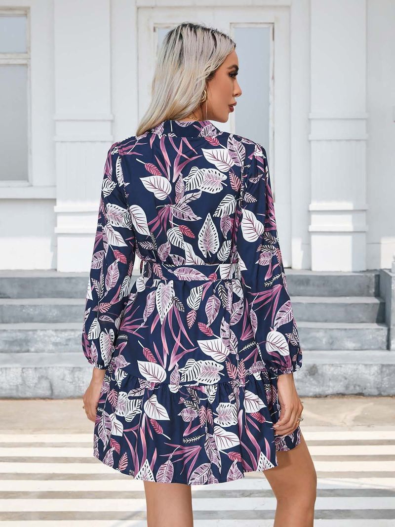 Abito a maniche lunghe con bottoni stampati da donna autunno/inverno 2024_voghion.com