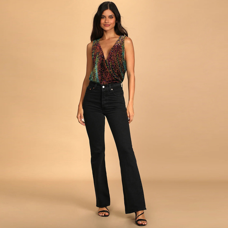 Damkläder Högkvalitativ flash nattklubb sexig V-ringad rygglös kändis paljettjumpsuit temperament elegant mångsidig botten_voghion.com