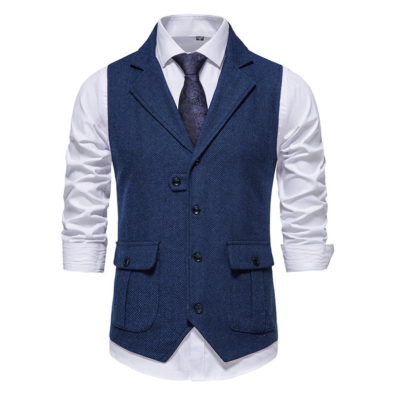 2024 Casual Business Herringbone Wollanzug, Weste, Männernei Stil_voghion.com