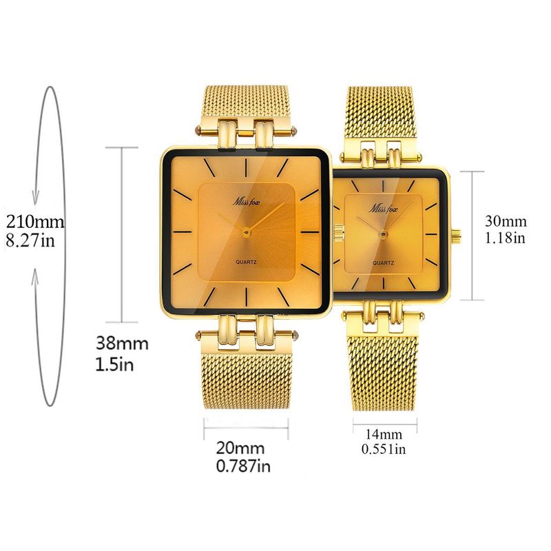 MISSFOX Watch Popular Classic Simple Square Stainless Steel Mesh Belt Quartz Men's Watch_voghion.com