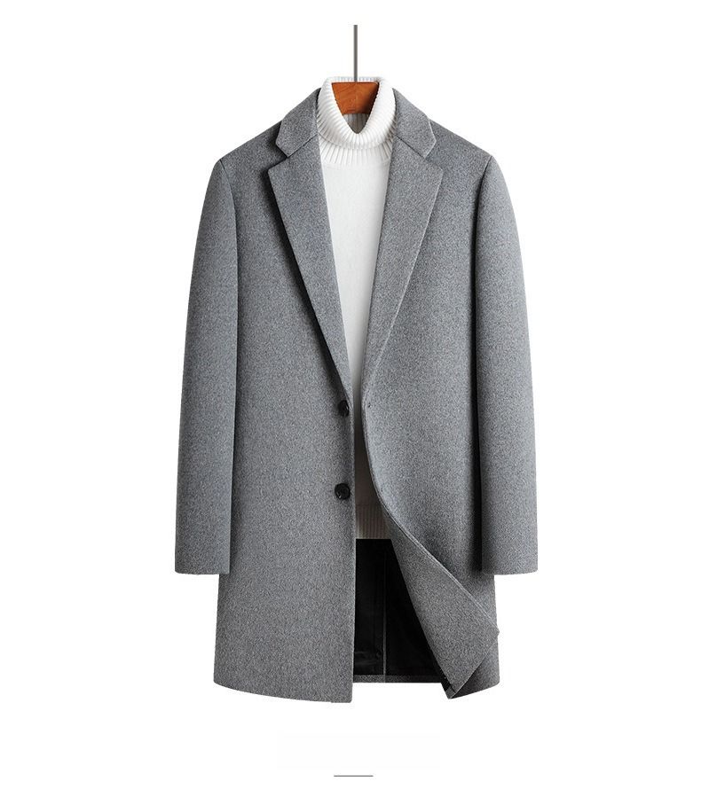 Cappotto classico di lana Sqilong da uomo, di media e lunga lunghezza, casual invernale da giovane, in lana e nylon, soprabito da uomo_voghion.com
