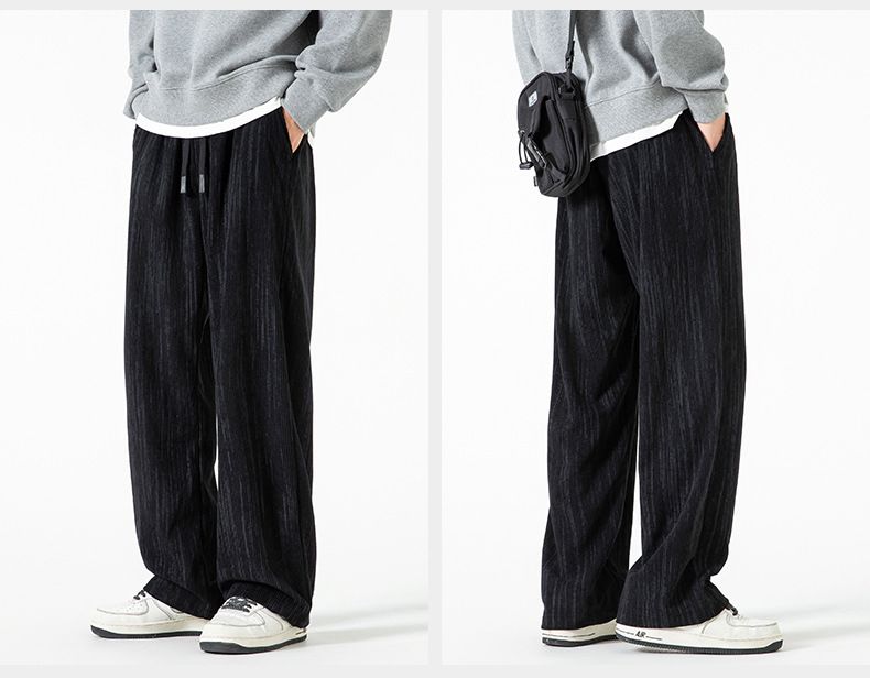 Pantaloni a gamba dritta larghi e versatili da uomo in velluto a coste americano autunno inverno 2024, stile nuovo, casual e ampio_voghion.com