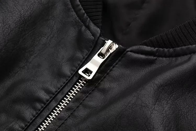 Damenbekleidung PU-Leder Streetwear Kurze Bomberjacke - Slim Fit Stehkragen Pilotenmantel für Männer & Frauen (Braun/Schwarz/Grau)_voghion.com