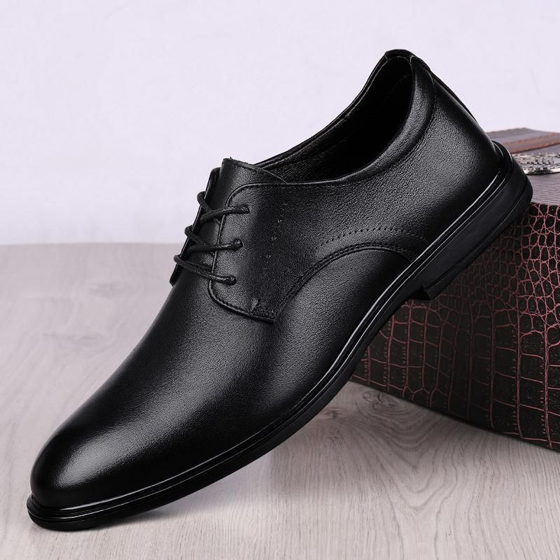 Top Layer Rindsleder 2024 Neue Leder Business Formale Herren Schnürschuhe Vielseitige Freizeitschuhe_voghion.com