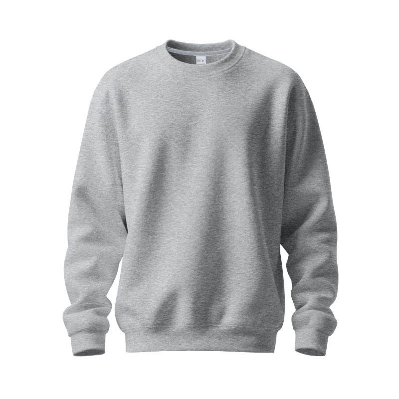 Moletom masculino com gola redonda e forro de lã – Pulôver casual pesado e relaxado (cores sólidas, tamanhos grandes disponíveis)_voghion.com