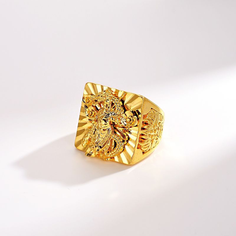 5D Brass Vacuum Jewelry Smooth Gong Men's Vietnamese Sand Gold Guan Yu Ring_voghion.com