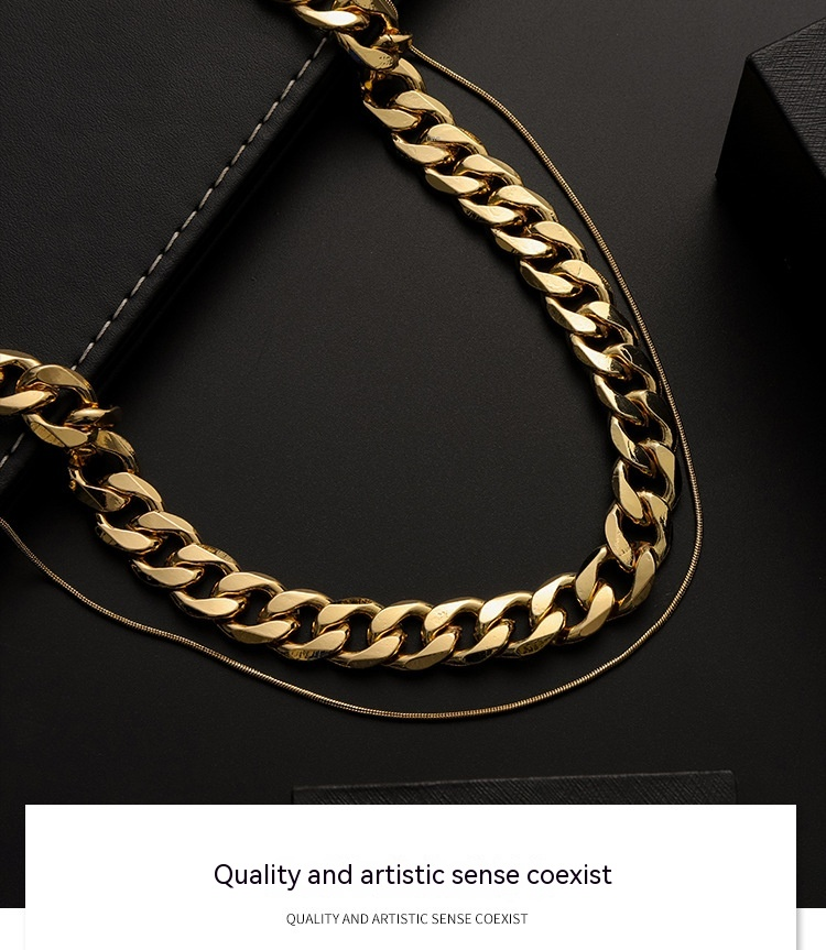 Creative Bar Cuban Big Gold Chain Hip Hop Men's Necklace_voghion.com