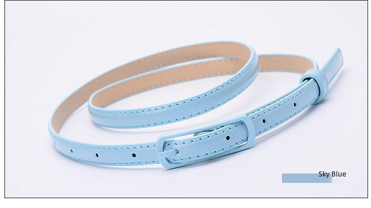Cinturón más vendido de primavera y verano al por mayor, cinturón de charol de color caramelo, cinturón de color deslumbrante, cinturón fino decorativo para damas 7088_voghion.com