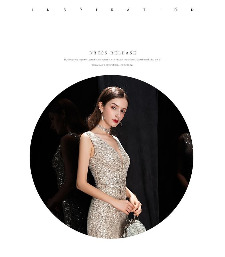 Elegantes Champagner-Meerjungfrauen-Abendkleid mit Pailletten – Eng anliegendes, sexy langes Kleid für Bankette, Partys und besondere Anlässe_voghion.com