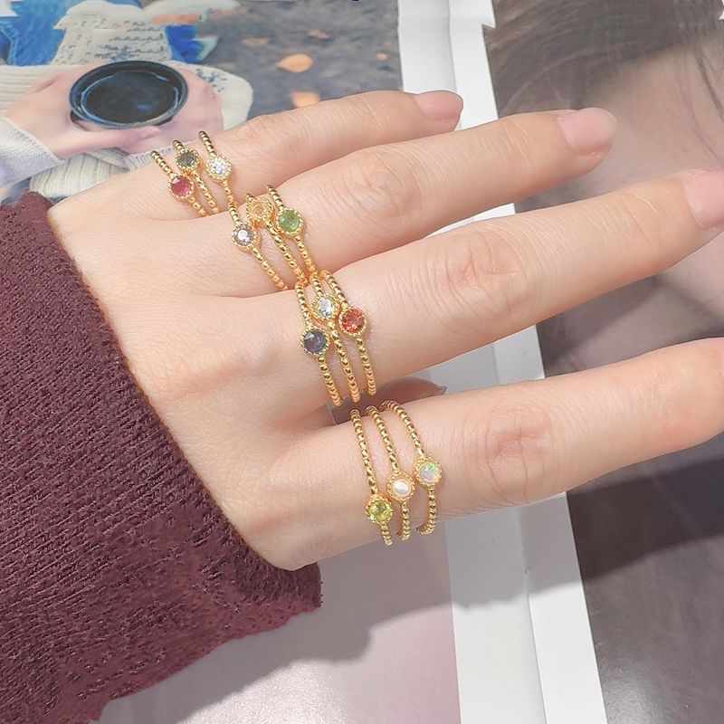 S Pure Silver Inlaid Colorful Garnet Ring For Women, High-End Versatile Round Design, Small Index Finger Jewelry, Hot_voghion.com