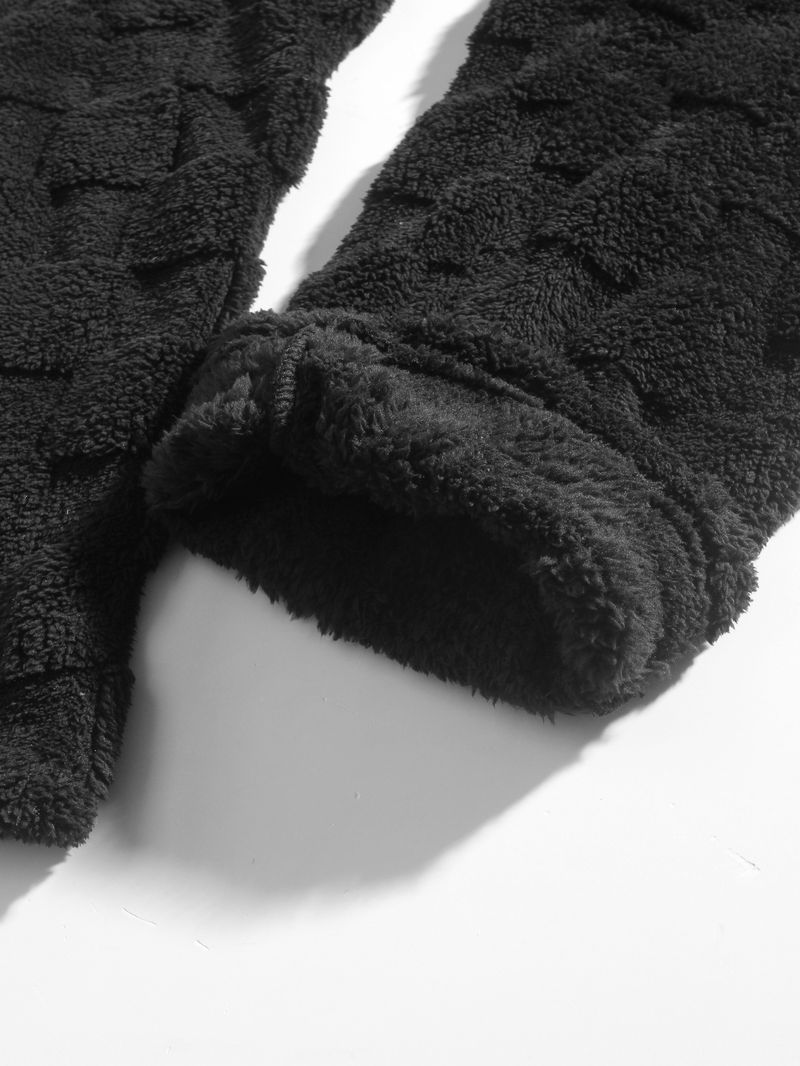 Pantaloni casual da uomo con fodera in pile scozzese - Pantaloni invernali caldi a gamba dritta con cintura, elastico in vita e tasche (bianco, grigio, nero)_voghion.com