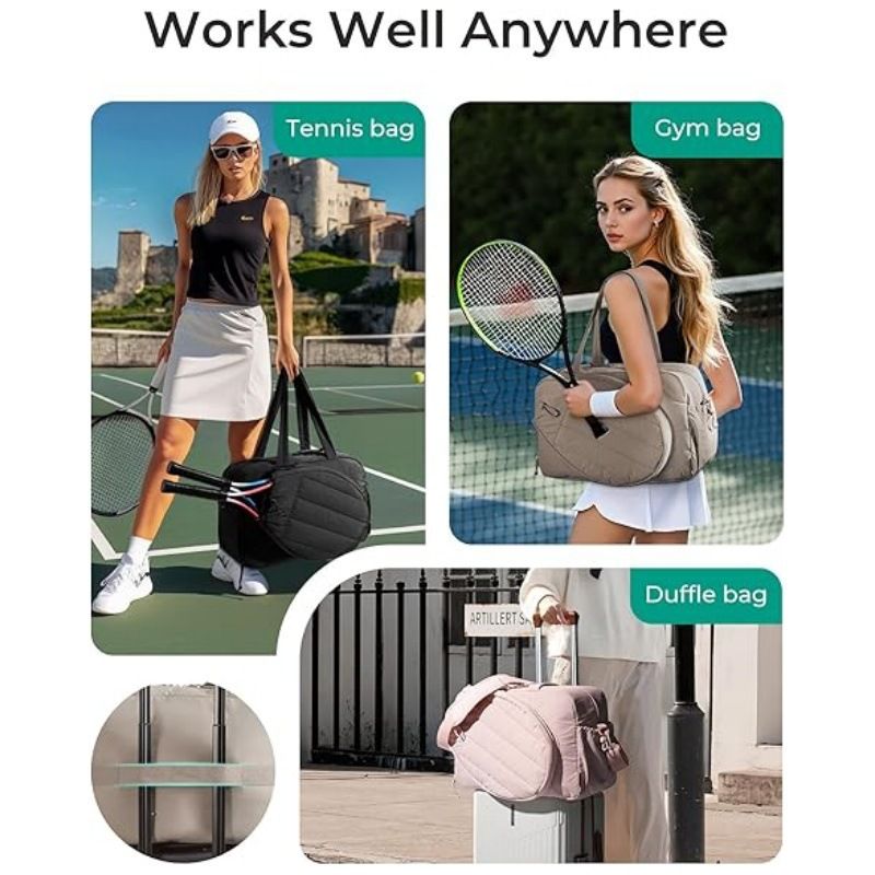 Leichte, wasserdichte Tragetasche aus Polyester – erweiterbare Sporttasche für Damen für Outdoor-Aktivitäten in Schwarz/Hellbraun/Pink/Weiß_voghion.com