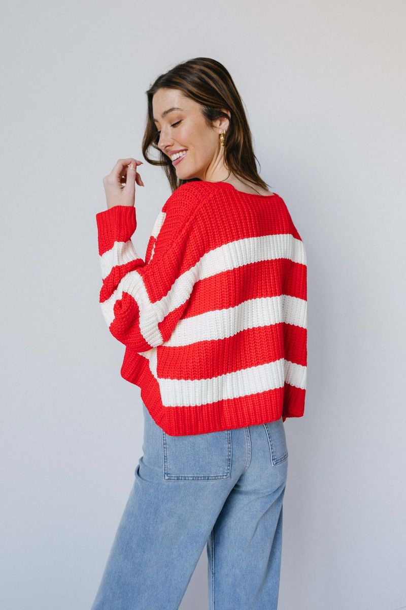 Trendy 3D Striped V-Neck Oversized Knit Cardigan – Long Sleeve Open Front Sweater For Women_voghion.com