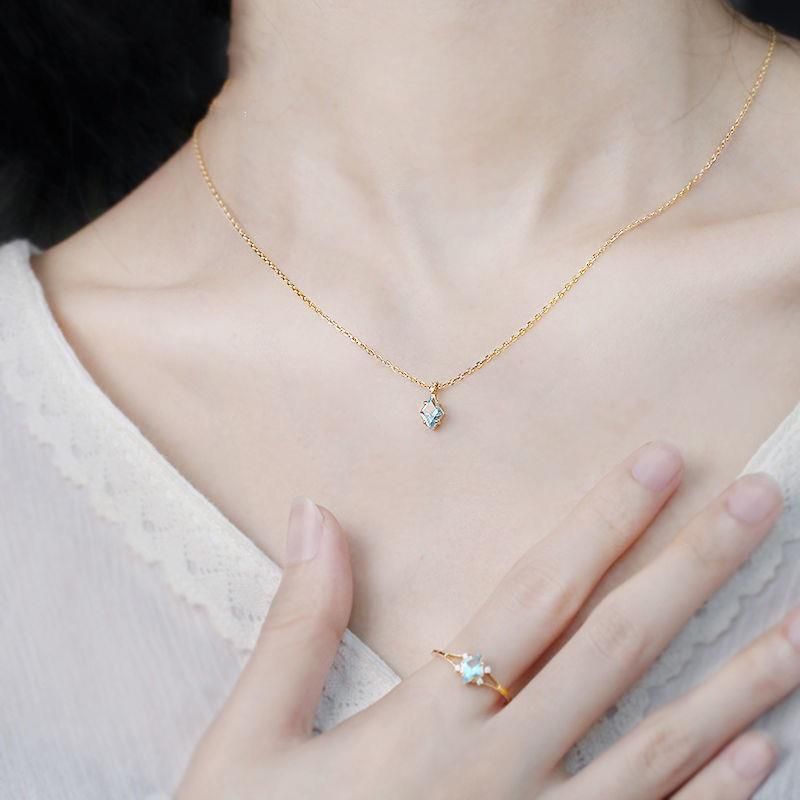 【 Rêve 】 Collier chaîne claviculaire en argent plaqué topaze étoile du soir coucher de soleil tempérament féminin_voghion.com