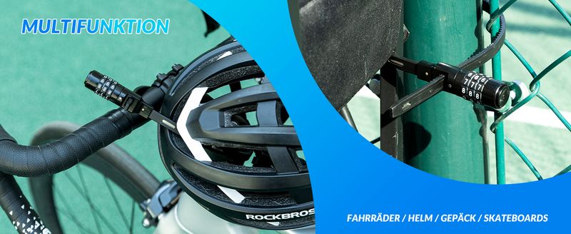 ROCKBROS Lucchetto a combinazione Lucchetto per bicicletta Lucchetto per casco Fascetta per cavi Acciaio inossidabile_voghion.com